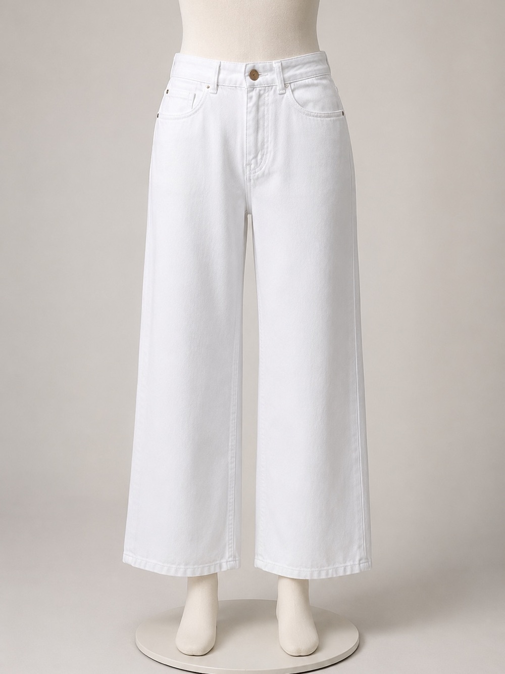 Zara White High Waisted Wide Leg Culotte Denim Jeans Size 2